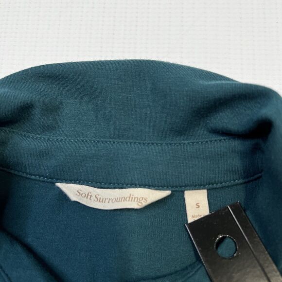 SOFT SURROUNDINGS Green Cettina Button Down Tunic Top Size Small Shirt 2ER28 - Picture 9 of 11